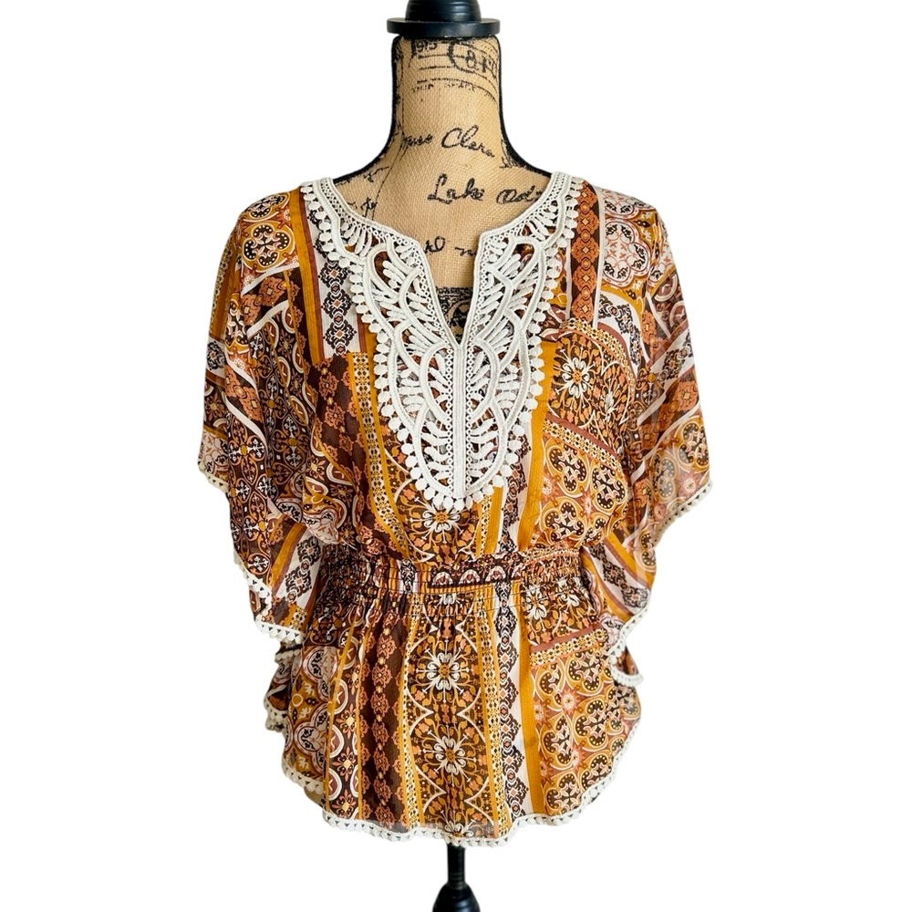 Bohemian Lace Trimmed Women's Top